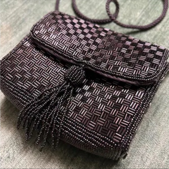 white/white-cream beaded vintage evening bag - Picture 3 of 9